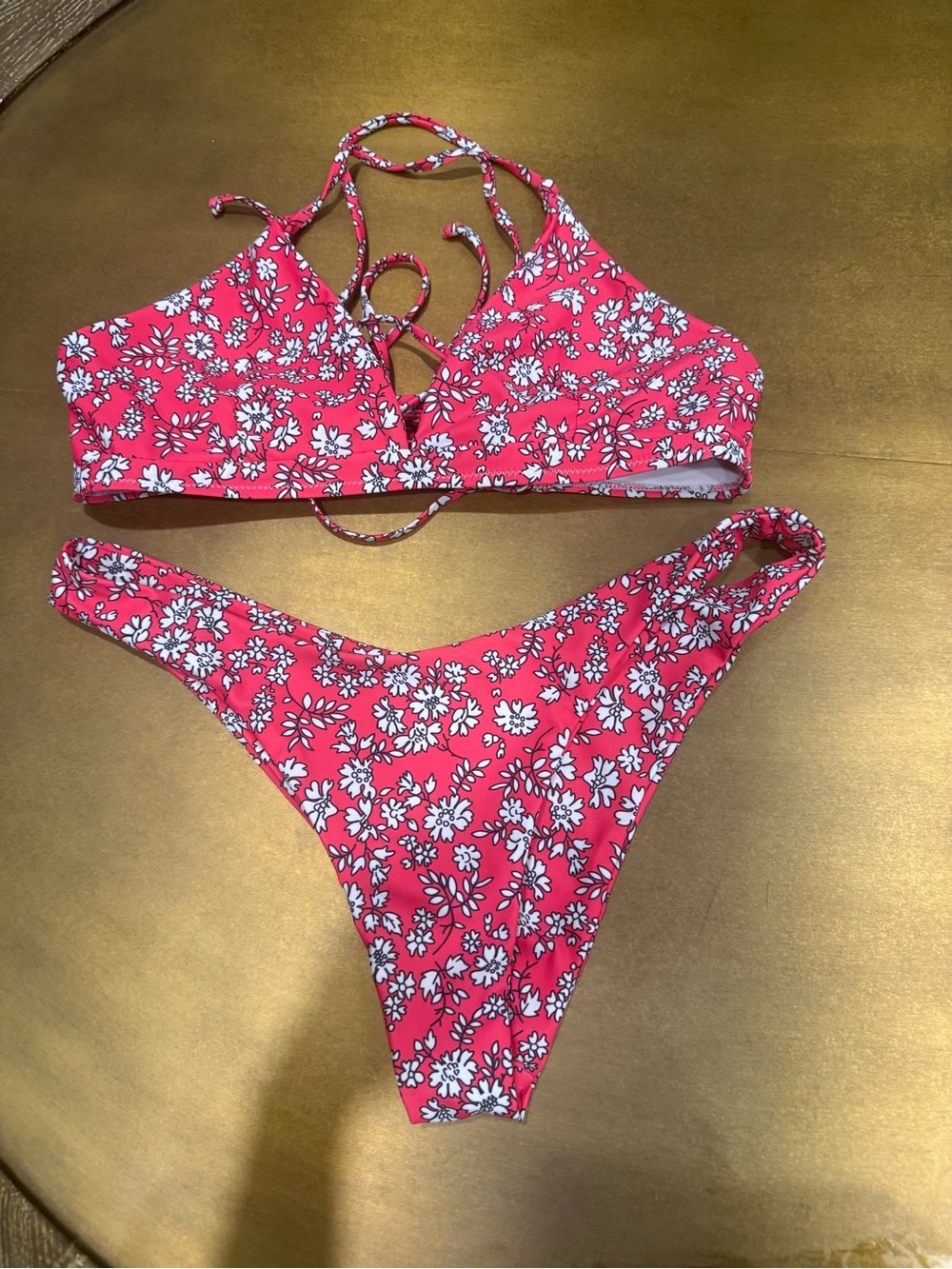 Cider Pink Floral String Bikini